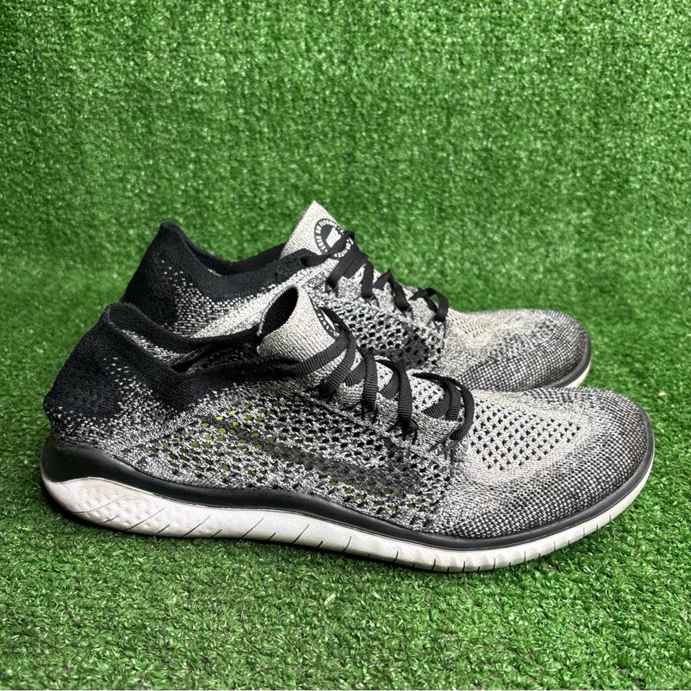 Nike Free RN Flyknit 2018 Men's Running Shoes Black White Oreo Size 8‎